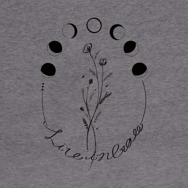 Moon phases with hand lettering " live in grace" by thecolddots